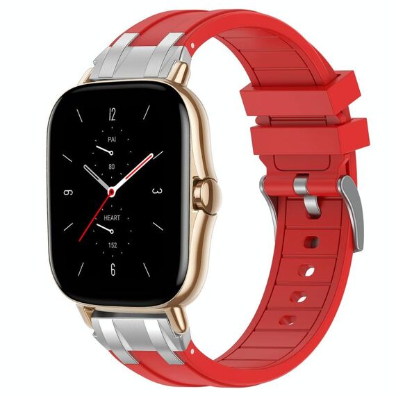 Per Amazfit GTS 2 Quick Release Silver Buckle 20mm Royal Silicone Watch Band (Rosso)