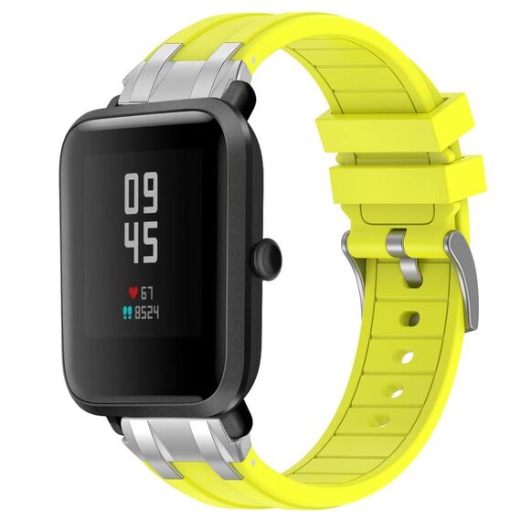 Per Amazfit Bip Lite Quick Release Silver Buckle 20mm Royal Silicone Watch Band (Vital Yellow)