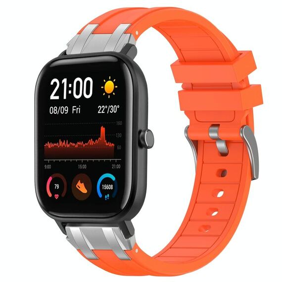 Per Amazfit GTS Quick Release Silver Buckle 20mm Royal Silicone Watch Band (Arancione)