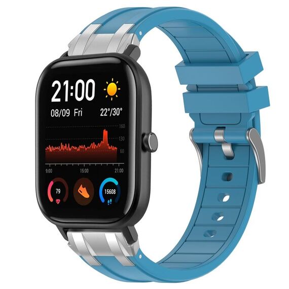 Per Amazfit GTS Quick Release Silver Buckle 20mm Royal Silicone Watch Band (blu mare)