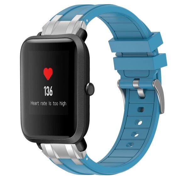Per Amazfit Bip Quick Release Silver Buckle 20mm Royal Silicone Watch Band (blu mare)