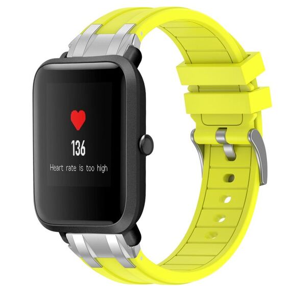 Per Amazfit Bip Quick Release Silver Buckle 20mm Royal Silicone Watch Band (Vital Yellow)