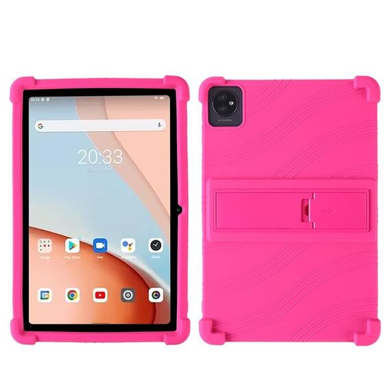 Per Blackview Tab 7 Wifi 10.1 pollici Custodia antiurto in silicone per tablet con supporto (rosso rosa)