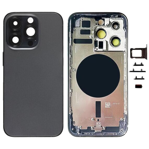 Per iPhone 14 Pro Cover posteriore batteria con tasti laterali e vassoio per carte, versione: versione cinese (nero)