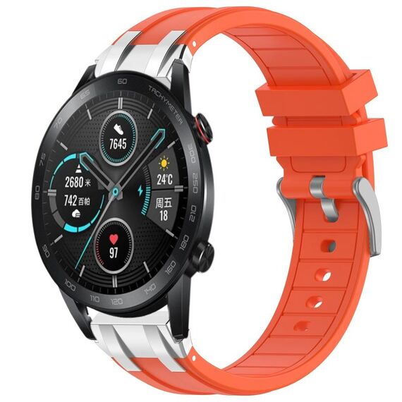 Per Honor Magic Watch 2 42mm 20mm Quick Release Fibbia Argentata Cinturino Orologio in Silicone Reale (Arancione)