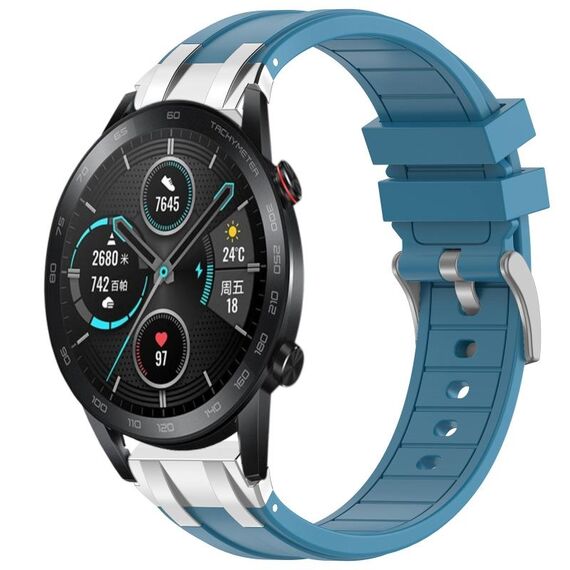 Per Honor Magic Watch 2 42mm 20mm Quick Release Silver Buckle Royal Silicone Watch Band (blu mare)