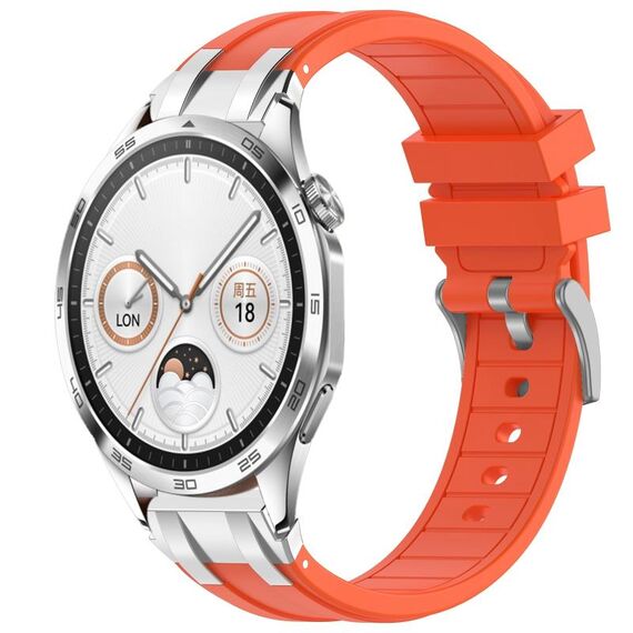 Per Huawei Watch GT4 46mm 22mm Quick Release Silver Buckle Royal Silicone Watch Band (Arancione)