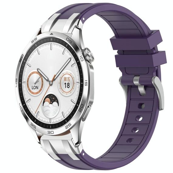Per Huawei Watch GT4 46mm 22mm Quick Release Silver Buckle Royal Silicone Watch Band (Viola)