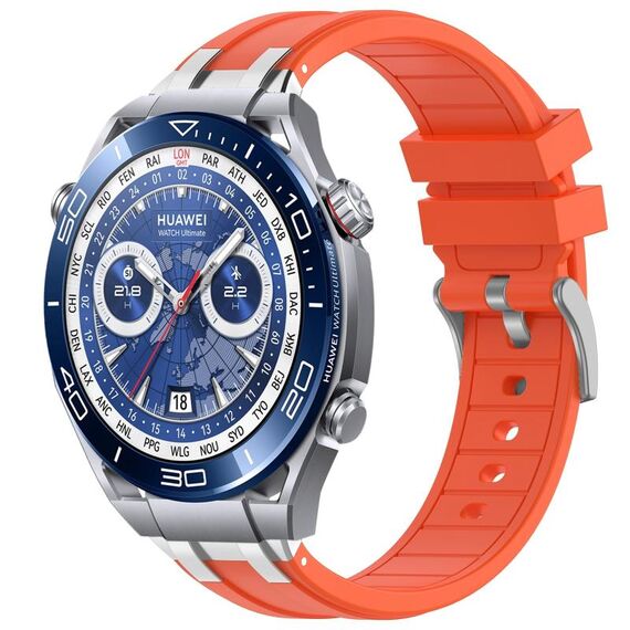 Per Huawei Watch Ultimate 22mm Quick Release Silver Buckle Royal Silicone Watch Band (Arancione)