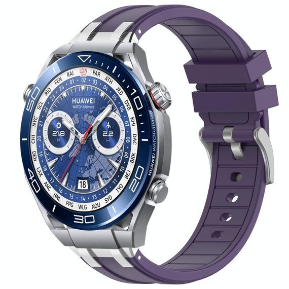 Per Huawei Watch Ultimate 22mm Quick Release Silver Buckle Royal Silicone Watch Band (Viola)
