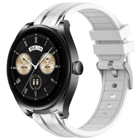 Per Huawei Watch Buds 22mm Quick Release Silver Buckle Royal Silicone Watch Band (Bianco)