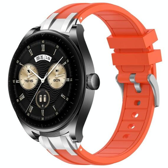 Per Huawei Watch Buds 22mm Quick Release Silver Buckle Royal Silicone Watch Band (Arancione)