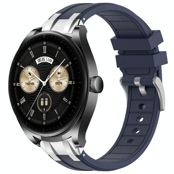 Per Huawei Watch Buds 22mm Quick Release Silver Buckle Royal Silicone Watch Band (blu navy)