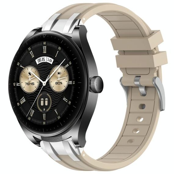 Per Huawei Watch Buds 22mm Quick Release Silver Buckle Royal Silicone Watch Band (Starlight)