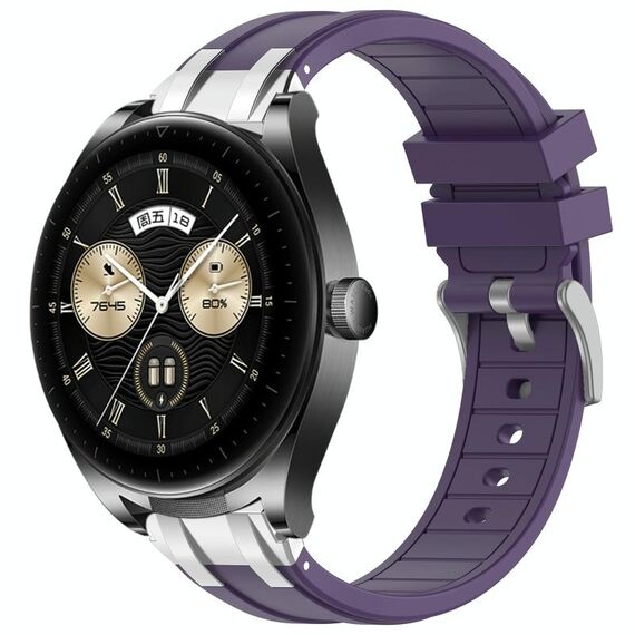 Per Huawei Watch Buds 22mm Quick Release Silver Buckle Royal Silicone Watch Band (Viola)