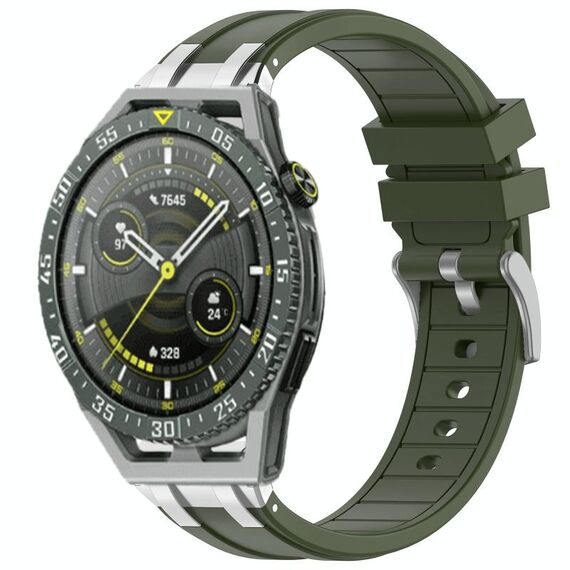 Per Huawei Watch GT3 SE 22mm Quick Release Silver Buckle Royal Silicone Watch Band (verde oliva)