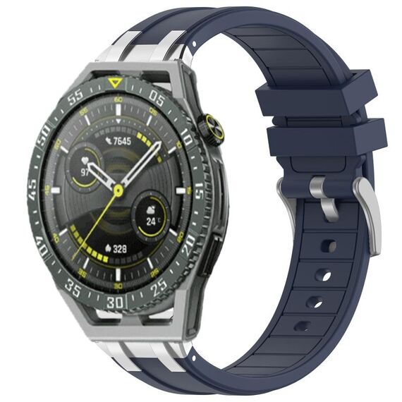 Per Huawei Watch GT3 SE 22mm Quick Release Silver Buckle Royal Silicone Watch Band (Blu Navy)