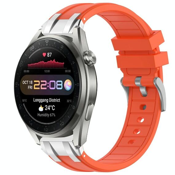 Per Huawei Watch3 Pro Nuovo cinturino in silicone Royal con fibbia argentata a sgancio rapido da 22 mm (arancione)