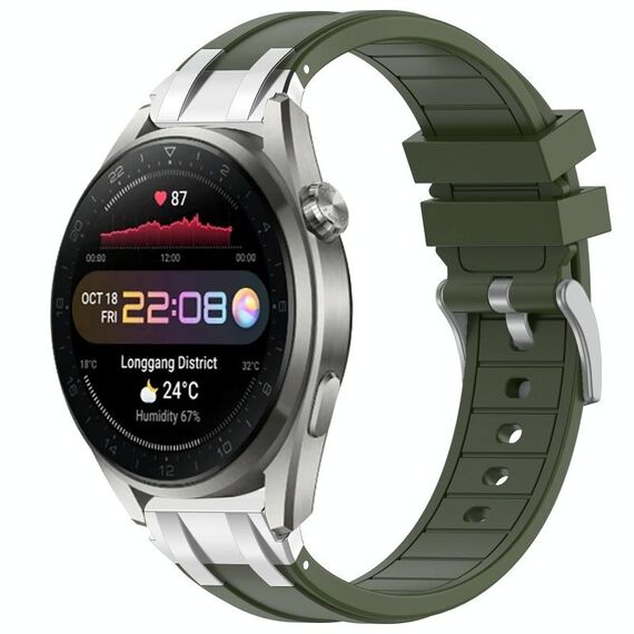 Per Huawei Watch3 Pro Nuovo cinturino in silicone Royal con fibbia argentata a sgancio rapido da 22 mm (verde oliva)