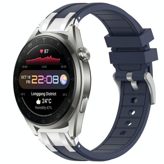 Per Huawei Watch3 Pro Nuovo cinturino in silicone Royal con fibbia argentata a sgancio rapido da 22 mm (blu navy)