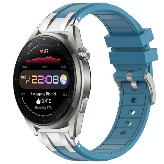 Per Huawei Watch3 Pro Nuovo cinturino in silicone Royal con fibbia argentata a sgancio rapido da 22 mm (blu mare)