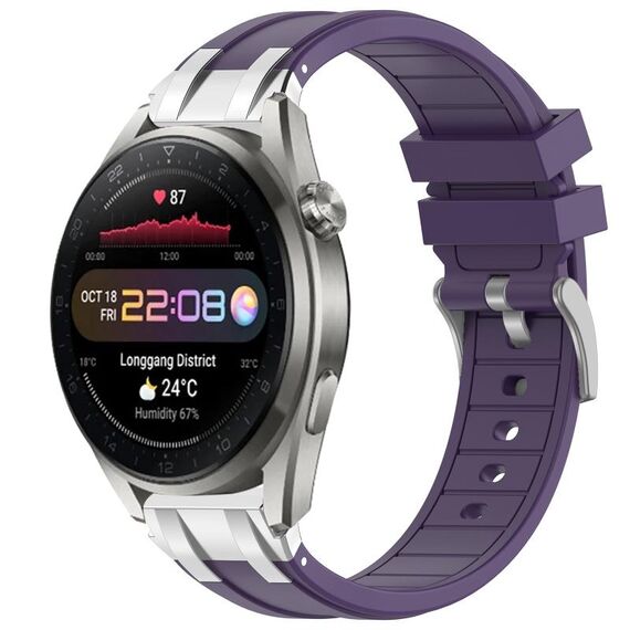 Per Huawei Watch3 Pro Nuovo cinturino in silicone Royal con fibbia argentata a sgancio rapido da 22 mm (viola)