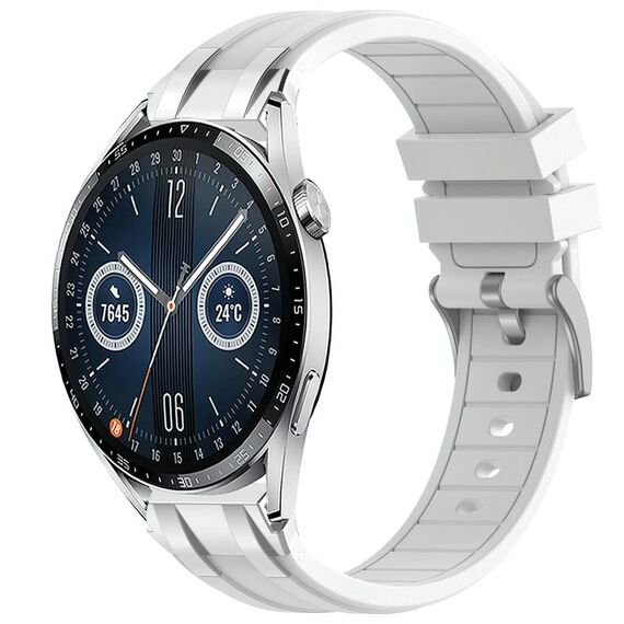 Per Huawei Watch GT3 46mm 22mm Quick Release Silver Buckle Royal Silicone Watch Band (Bianco)