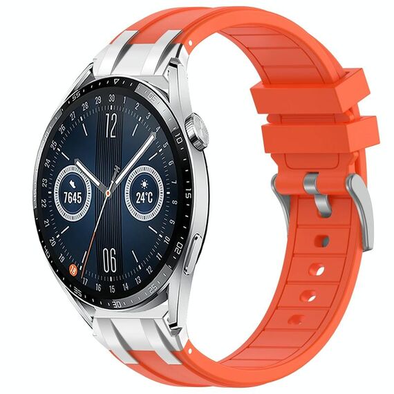 Per Huawei Watch GT3 46mm 22mm Quick Release Silver Buckle Royal Silicone Watch Band (Arancione)