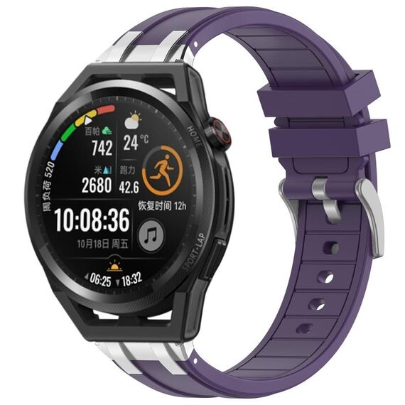 Per Huawei Watch GT Runner 22mm Quick Release Silver Buckle Royal Silicone Watch Band (Viola)