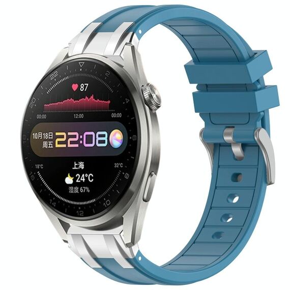Per Huawei Watch3 Pro 22mm Quick Release Silver Buckle Royal Silicone Watch Band (blu mare)