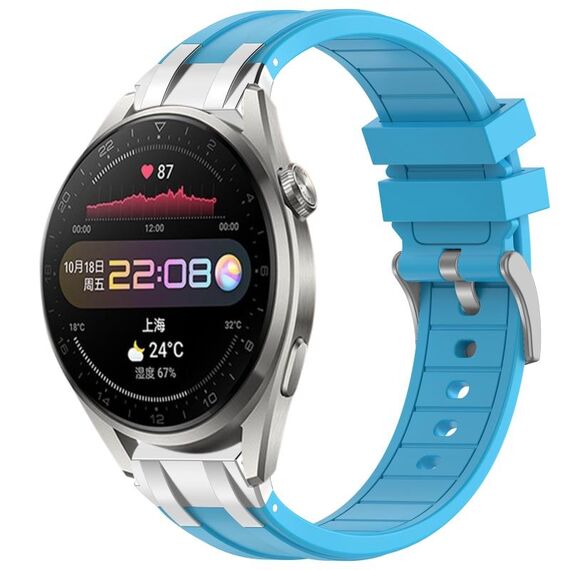 Per Huawei Watch3 Pro 22mm Quick Release Silver Buckle Royal Silicone Watch Band (Celeste)