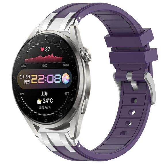 Per Huawei Watch3 Pro 22mm Quick Release Silver Buckle Royal Silicone Watch Band (Viola)