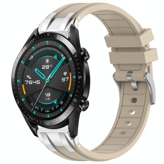 Per Huawei Watch GT2 46mm 22mm Quick Release Silver Buckle Royal Silicone Watch Band (Starlight)