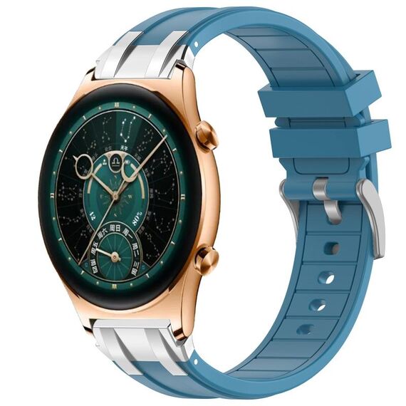 Per Honor Watch GS 4 22mm Quick Release Fibbia Argentata Cinturino Orologio in Silicone Reale (Blu Mare)