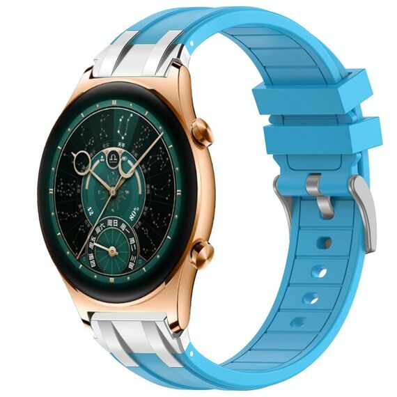 Per Honor Watch GS 4 22mm Quick Release Fibbia Argentata Cinturino Orologio in Silicone Reale (Blu Cielo)