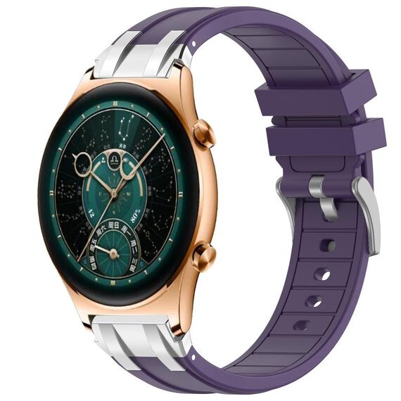 Per Honor Watch GS 4 22mm Quick Release Fibbia Argentata Cinturino Orologio in Silicone Reale (Viola)