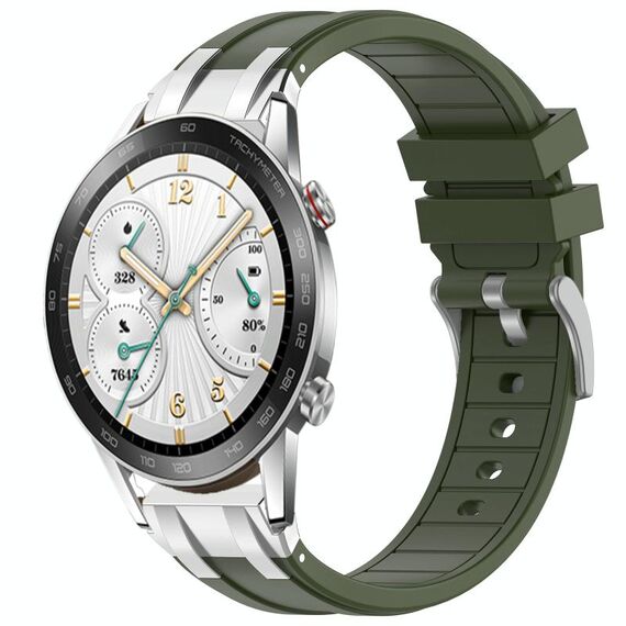 Per Honor Watch GS 3i 22mm Quick Release Fibbia Argentata Cinturino Orologio in Silicone Reale (Verde Oliva)