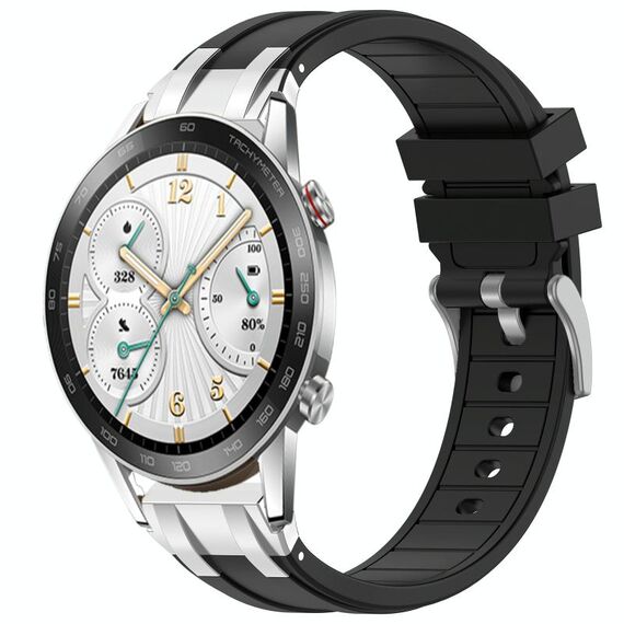 Per Honor Watch GS 3i 22mm Quick Release Fibbia Argentata Cinturino Orologio in Silicone Reale (Nero)