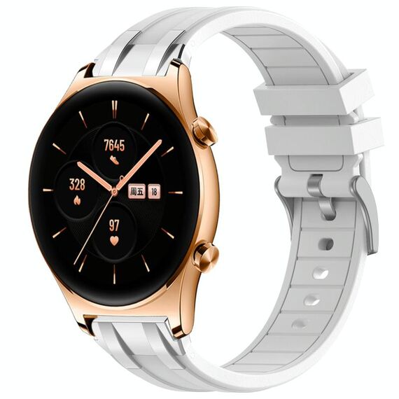 Per Honor Watch GS 3 22mm Quick Release Fibbia Argentata Cinturino Orologio in Silicone Reale (Bianco)