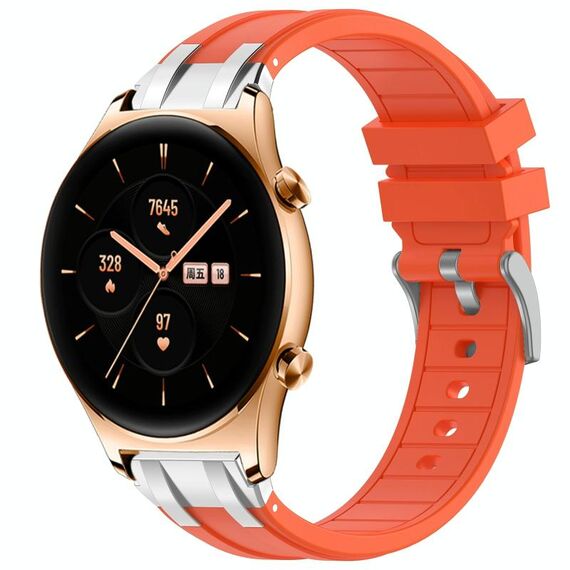Per Honor Watch GS 3 22mm Quick Release Fibbia Argentata Cinturino in Silicone Reale (Arancione)