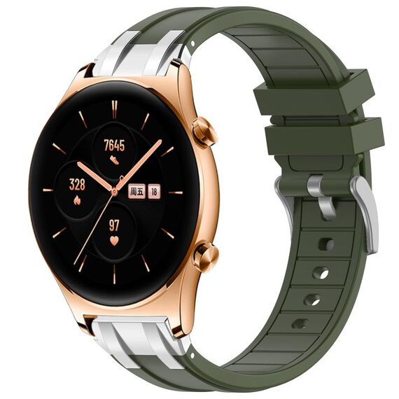 Per Honor Watch GS 3 22mm Quick Release Fibbia Argentata Cinturino Orologio in Silicone Reale (Verde Oliva)