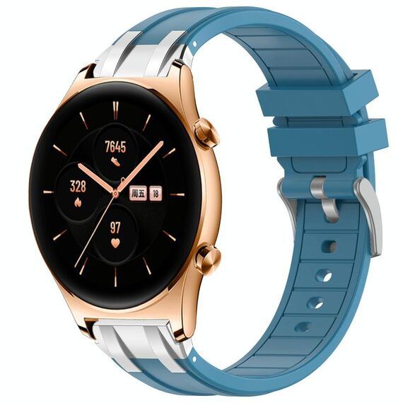 Per Honor Watch GS 3 22mm Quick Release Fibbia Argentata Cinturino Orologio in Silicone Reale (Blu Mare)