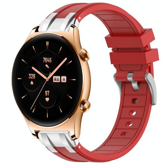 Per Honor Watch GS 3 22mm Quick Release Fibbia Argentata Cinturino Orologio in Silicone Reale (Rosso)