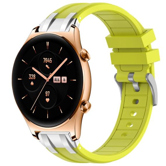 Per Honor Watch GS 3 22mm Quick Release Fibbia Argentata Cinturino Orologio in Silicone Reale (Vital Yellow)
