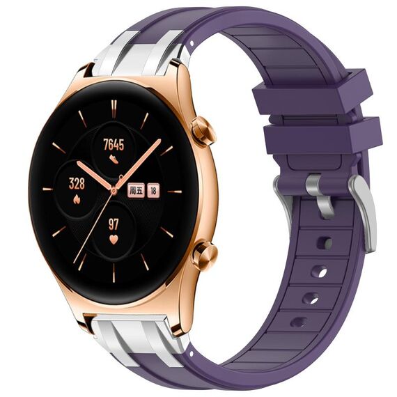 Per Honor Watch GS 3 22mm Quick Release Fibbia Argentata Cinturino Orologio in Silicone Reale (Viola)