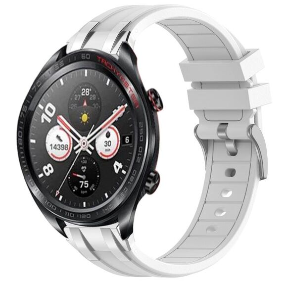Per Honor Watch Dream 22mm Quick Release Fibbia Argentata Cinturino per Orologio in Silicone Reale (Bianco)
