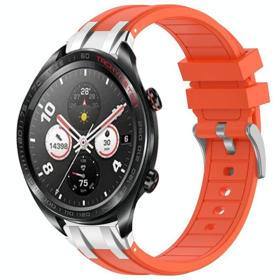 Per Honor Watch Dream 22mm Quick Release Fibbia Argentata Cinturino Orologio in Silicone Reale (Arancione)