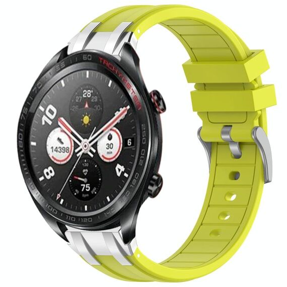 Per Honor Watch Dream 22mm Quick Release Fibbia Argentata Cinturino per Orologio in Silicone Reale (Vital Yellow)