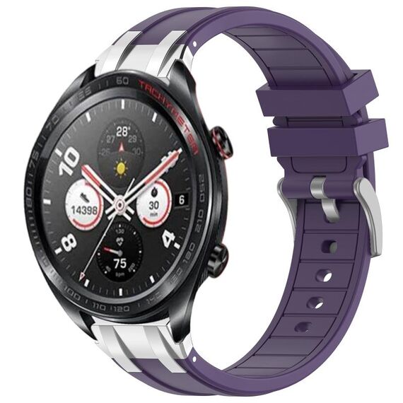 Per Honor Watch Dream 22mm Quick Release Fibbia Argentata Cinturino Orologio in Silicone Reale (Viola)