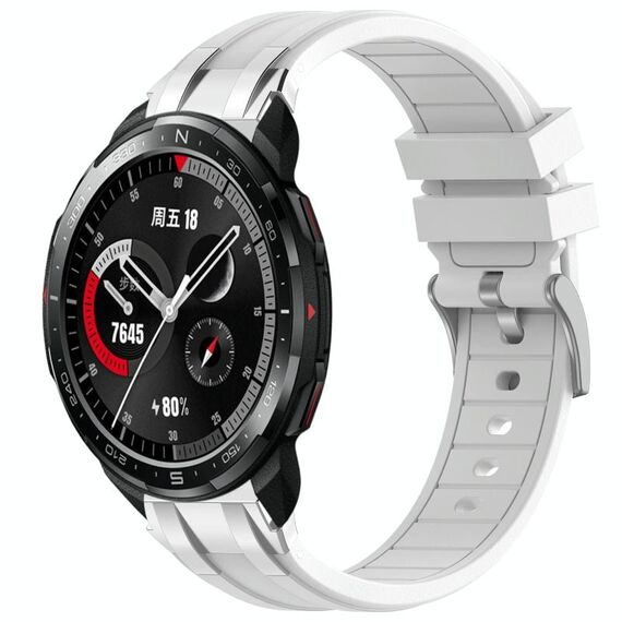 Per Honor Watch GS Pro 22mm Quick Release Fibbia Argentata Cinturino per Orologio in Silicone Reale (Bianco)